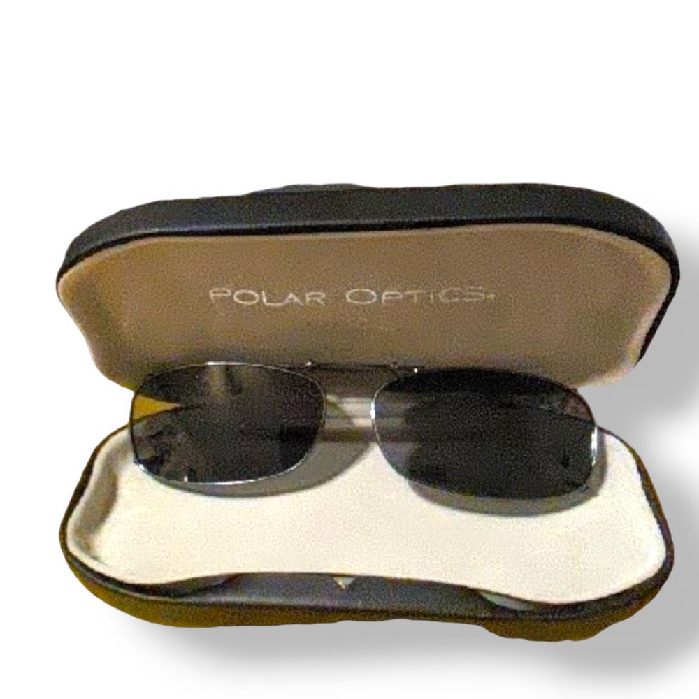 Polar Optic Sunglasses Clip-On Prescription Glasses Rounded Rectangle Shape Dark